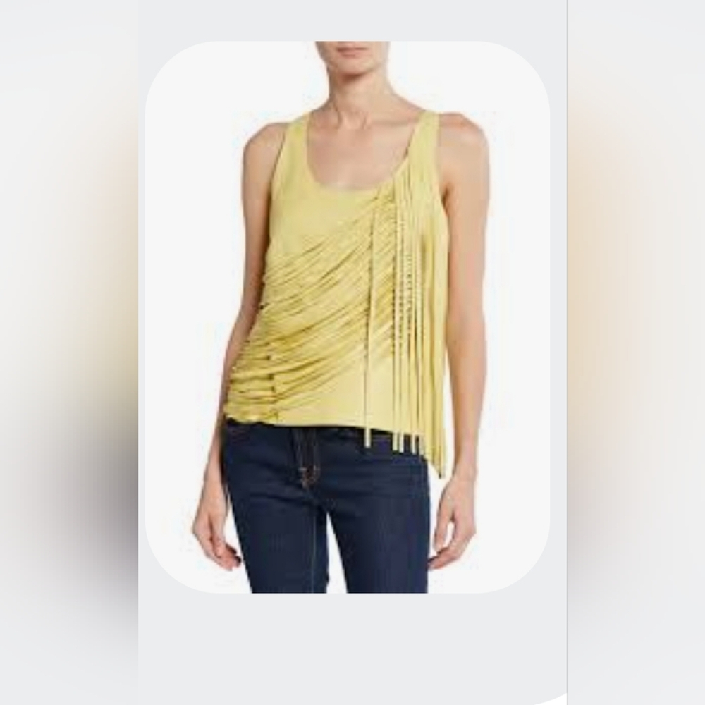 Nour Hammour Retrograde Lambskin Leather Top Pale Yellow Size 34